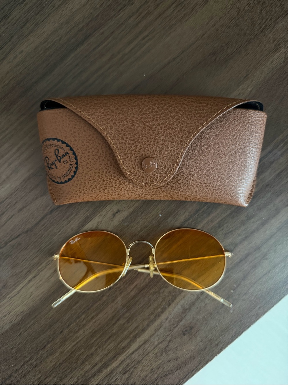Ray-Ban Women's Round Metal Sunglasses in Gold with Brown Lenses